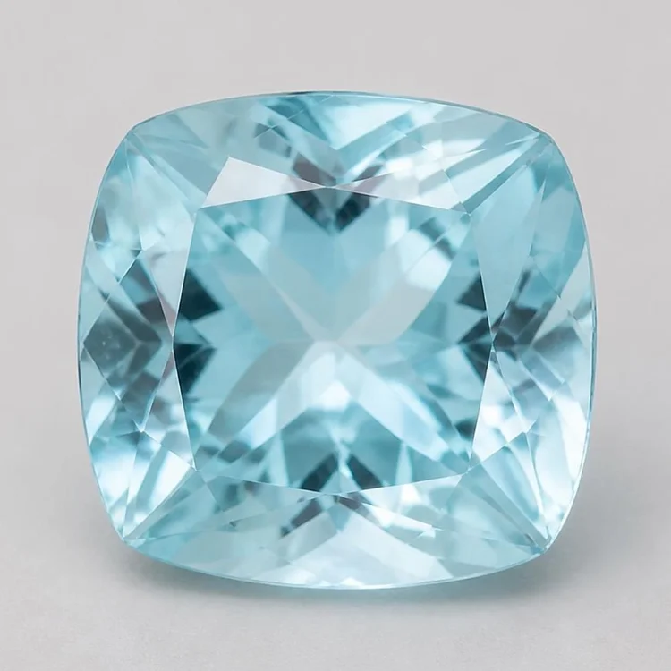 Illustration of a faceted sky blue aquamarine, clear light blue