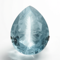 Cat's eye aquamarine cabochon with a single band of light