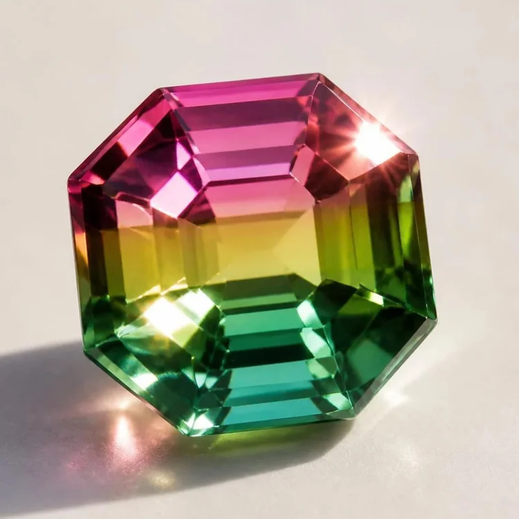 Multi-color tourmaline showing three or more colors