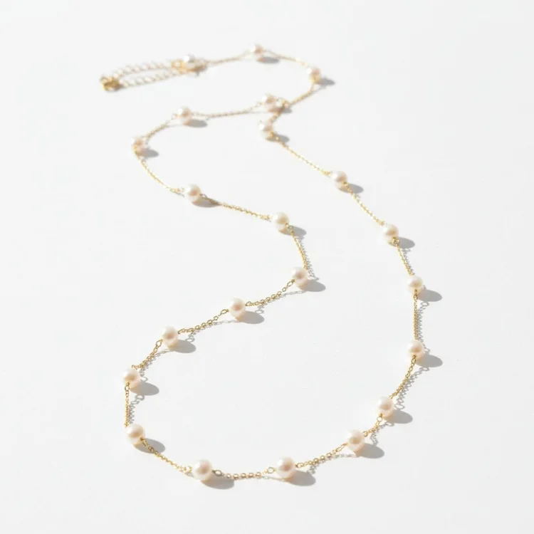 14K Long Layering Multi-Pearl Necklace, by Andrea Li