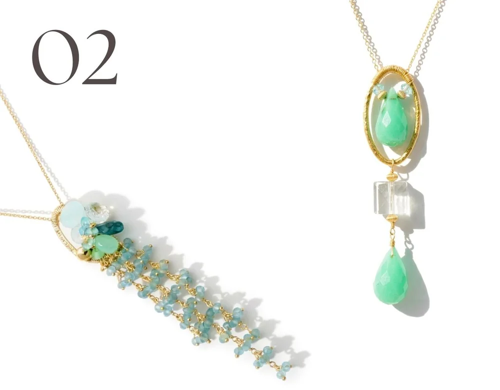 Green chrysoprase necklaces by Andrea Li