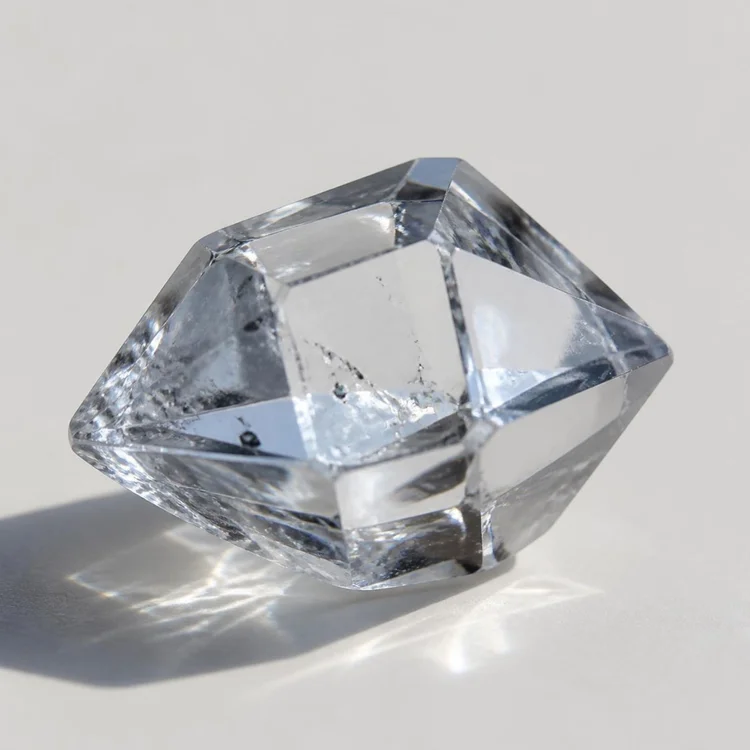 Illustration of a blue gray Herkimer diamond crystal