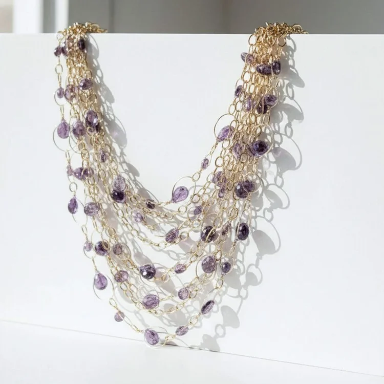 Amethyst multi chain necklace, by Andrea Li