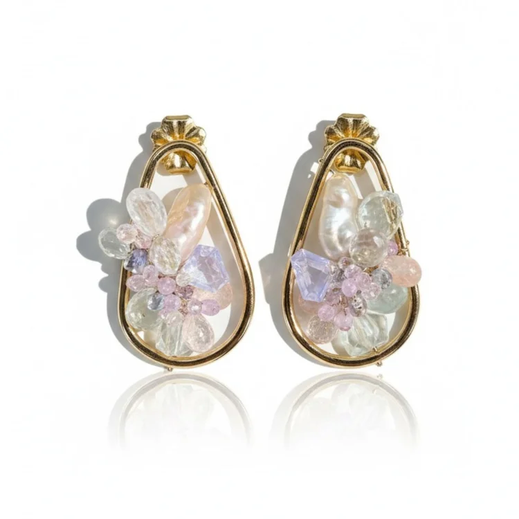 Alpenglow Kunzite Teardrop Earrings, by Andrea Li