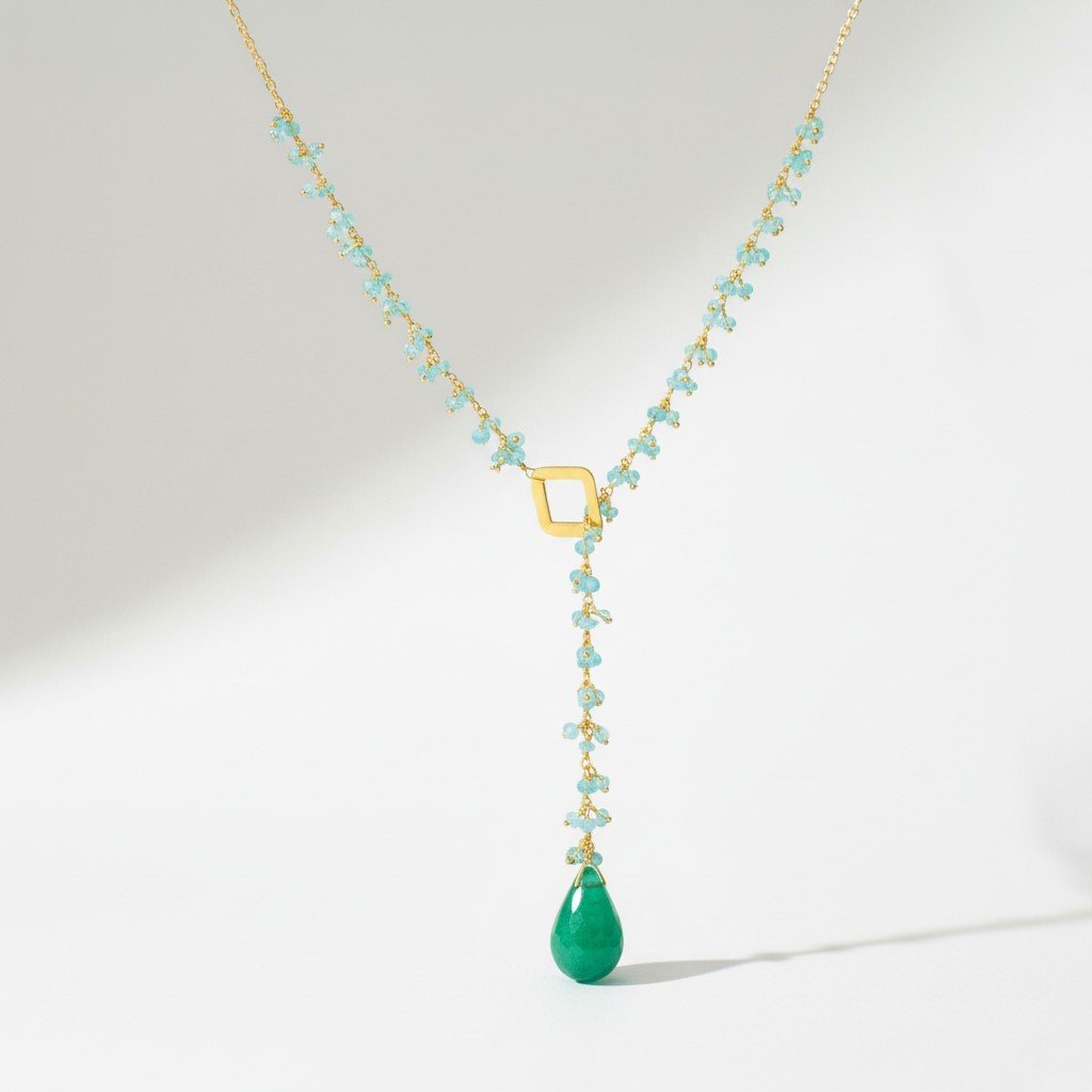 GEMSTONE VINE LARIAT NECKLACE