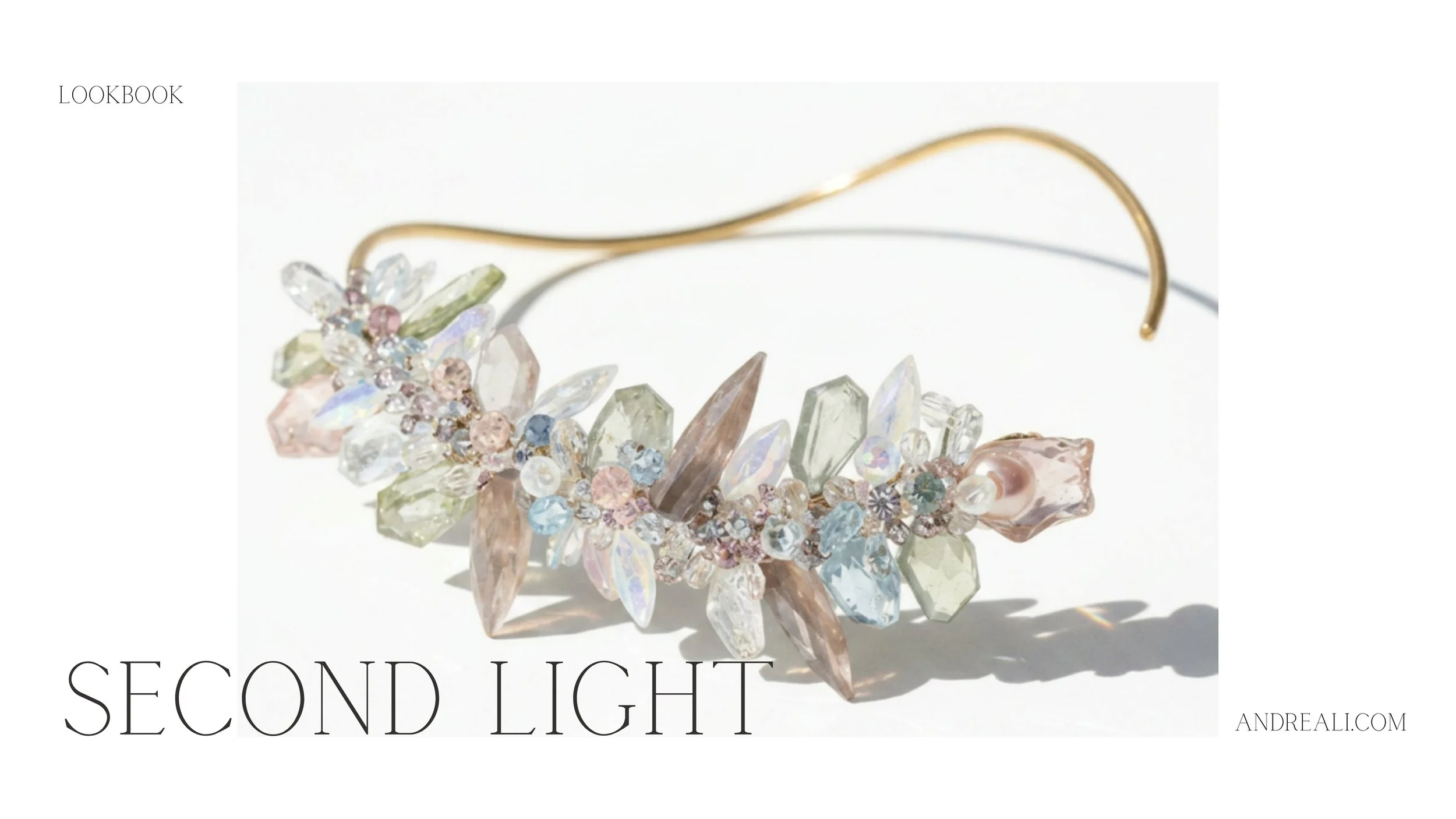 Tamar: Second Light lookbook cover, a pastel gemstone crystal piece by Andrea Li