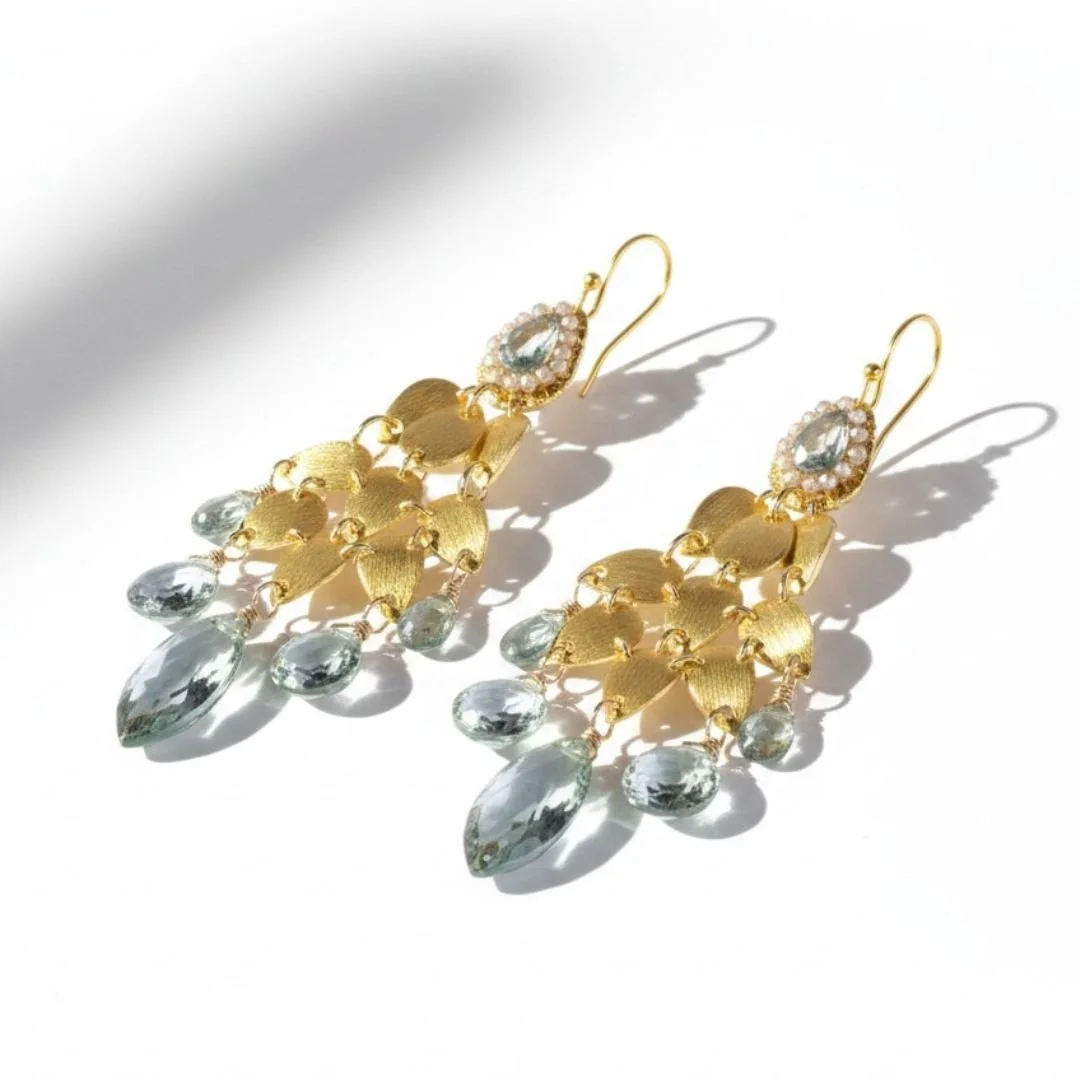Salton Teardrop Gold Chandelier Earrings
