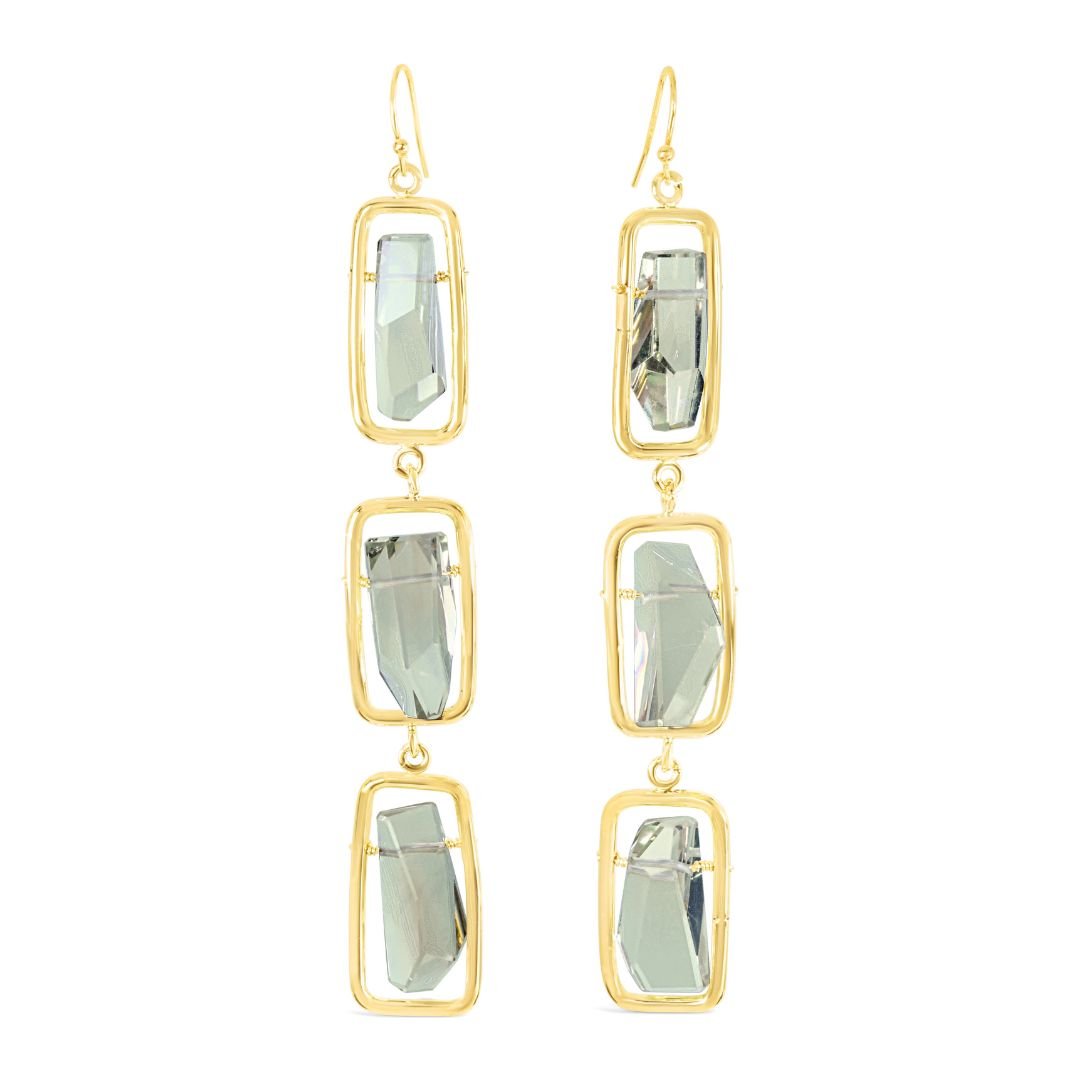 pastel gemstone earrings with green amethyst