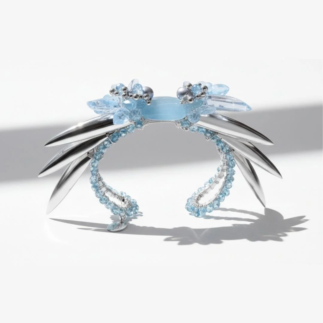 aquamarine and silver talon bracelet