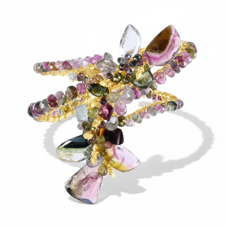 tourmaline gold sculptural bracelet