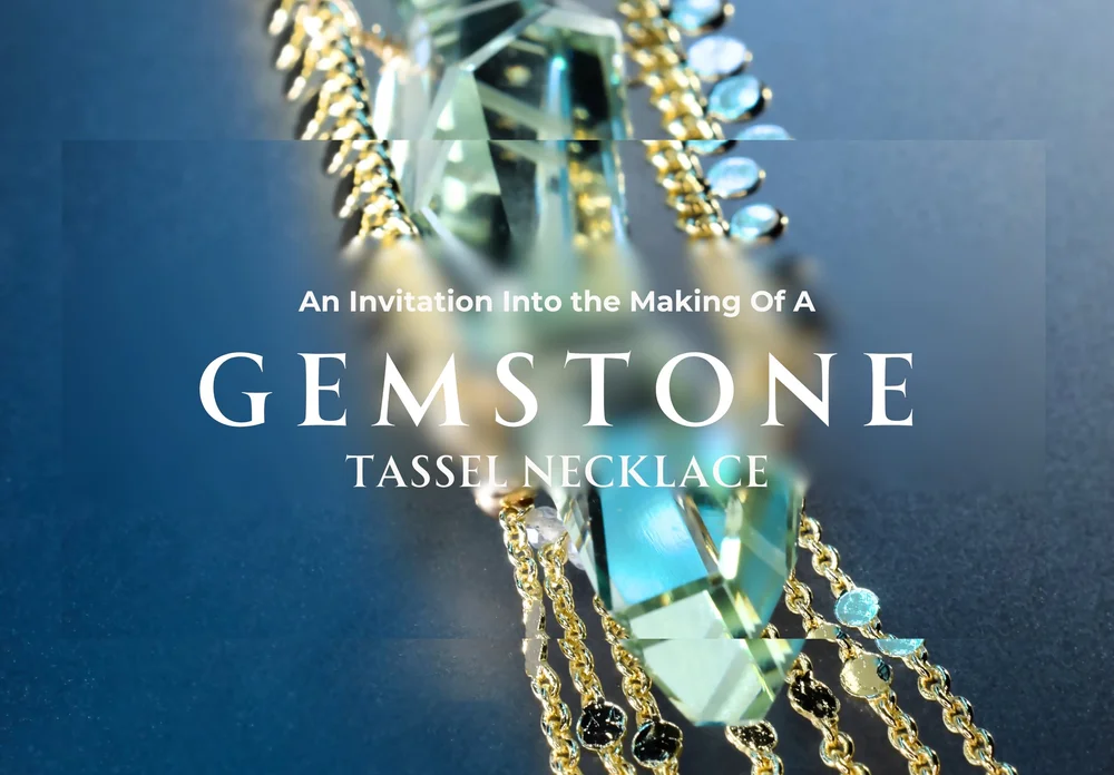 The Green Long Gemstone Necklace with Chain Tassel Drop, a one-of-a-kind Tamar collection piece by Andrea Li