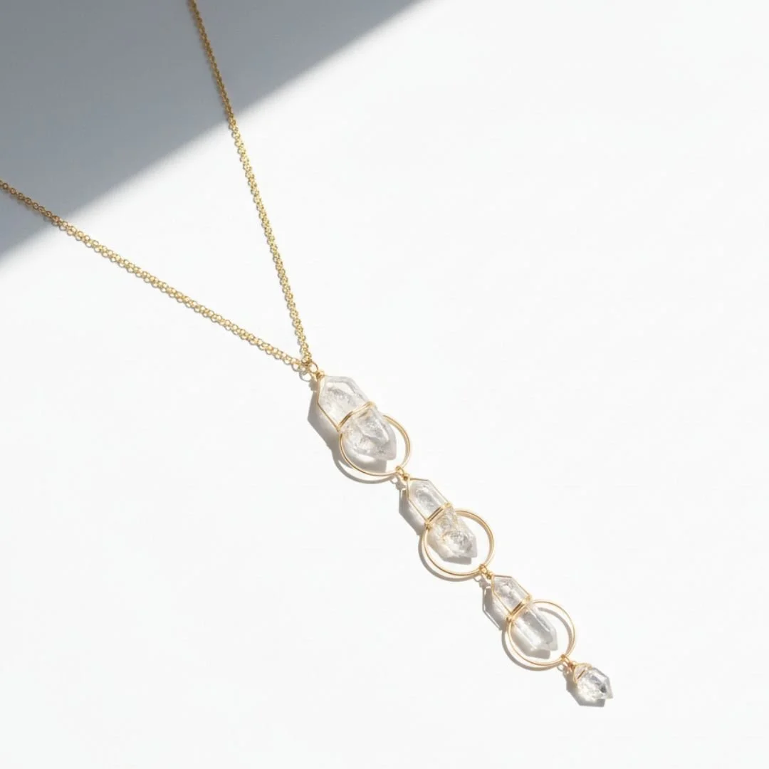 RAINDROPS CRYSTAL PENDANT NECKLACE