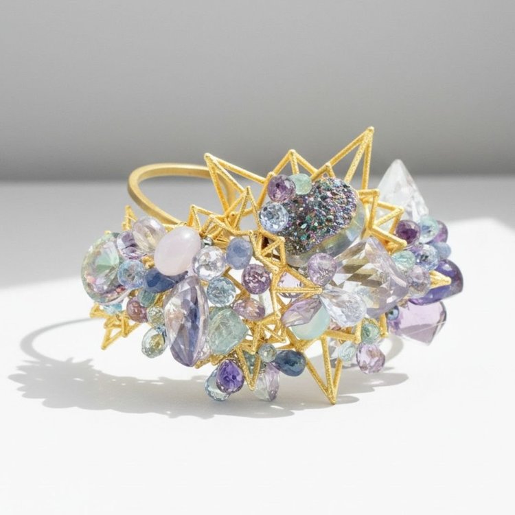 Gemstone 3-d Printed Stars Align Bracelet, by Andrea Li