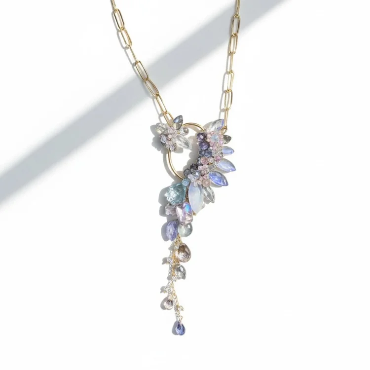 Blue Hour Moonstone Marquis Oval Pendant Necklace, by Andrea Li