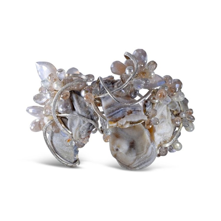 Natural Druzy and Gemstone Statement Cuff, by Andrea Li