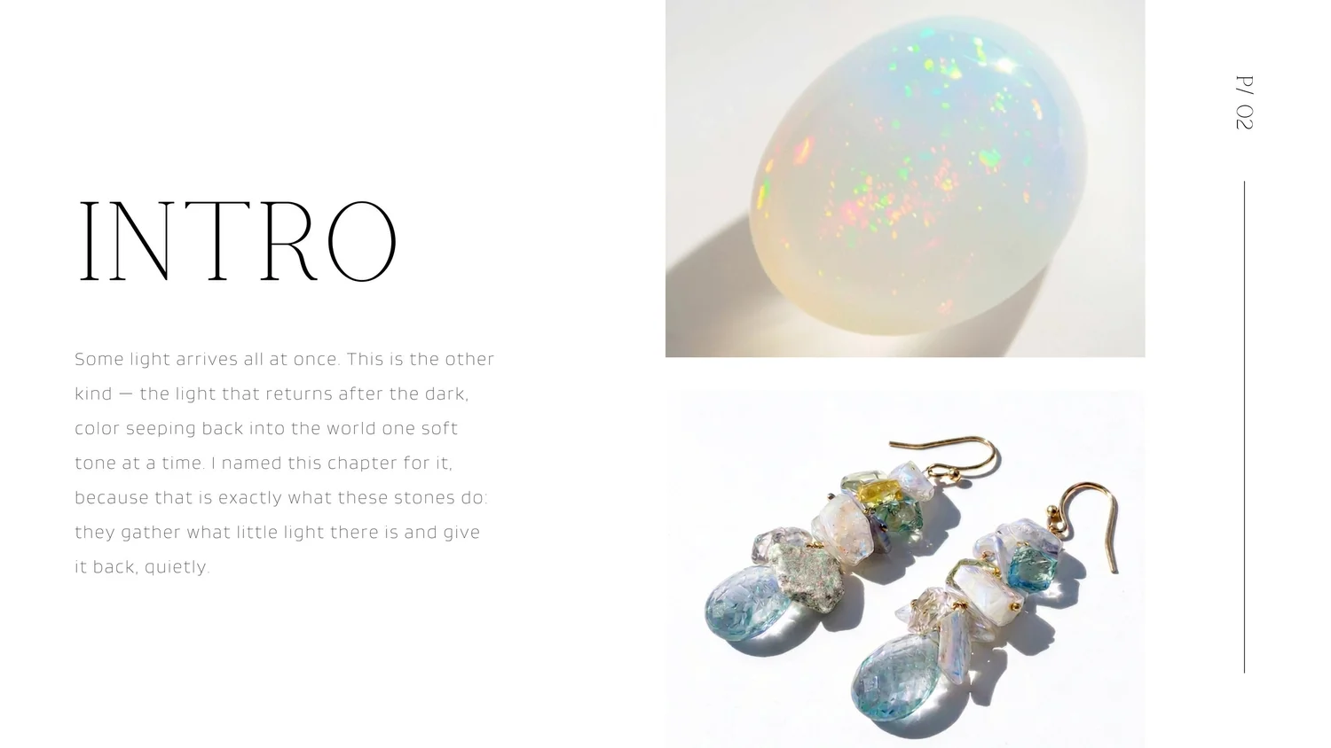 Australian opal and a pastel gemstone drop earring from Tamar: Second Light