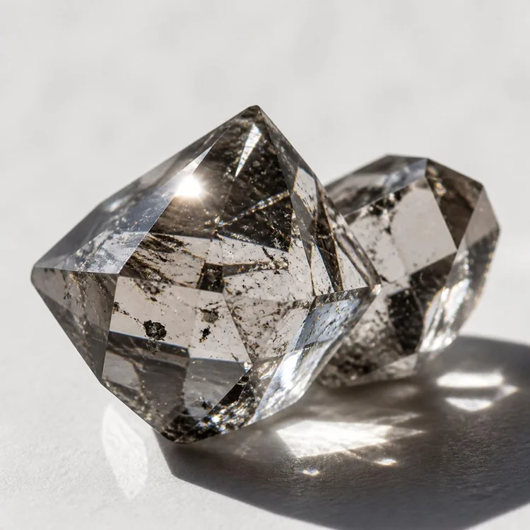 Illustration of a black Herkimer diamond crystal