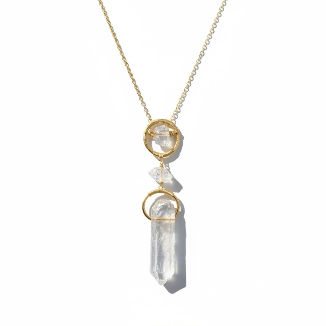 CRYSTAL TRIPLE DROP NECKLACE