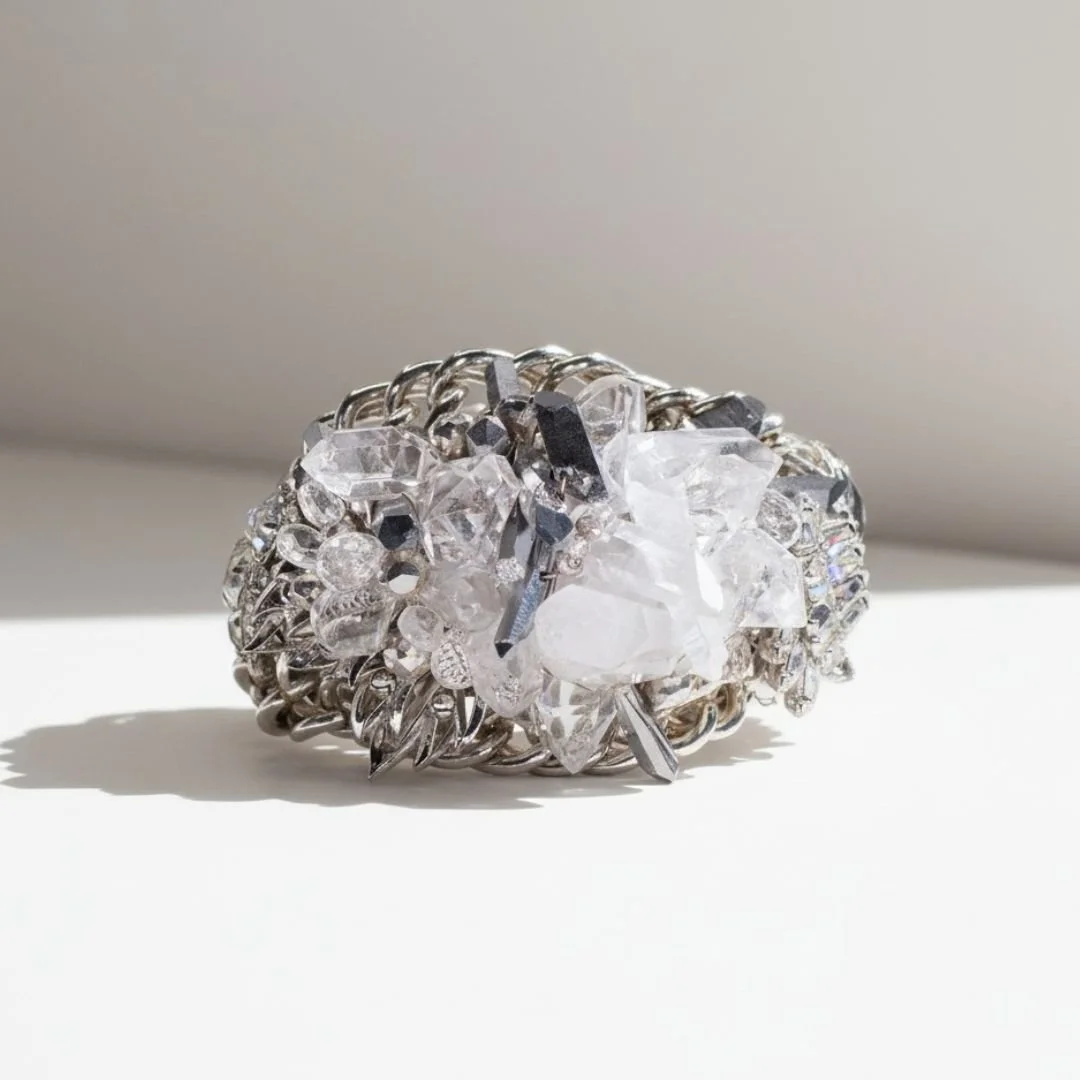 Sacajawea Crystal and Silver Cuff Bracelet