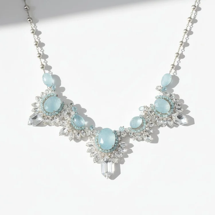 Aquamarine And Herkimer Diamond Statement Collar Necklace, by Andrea Li