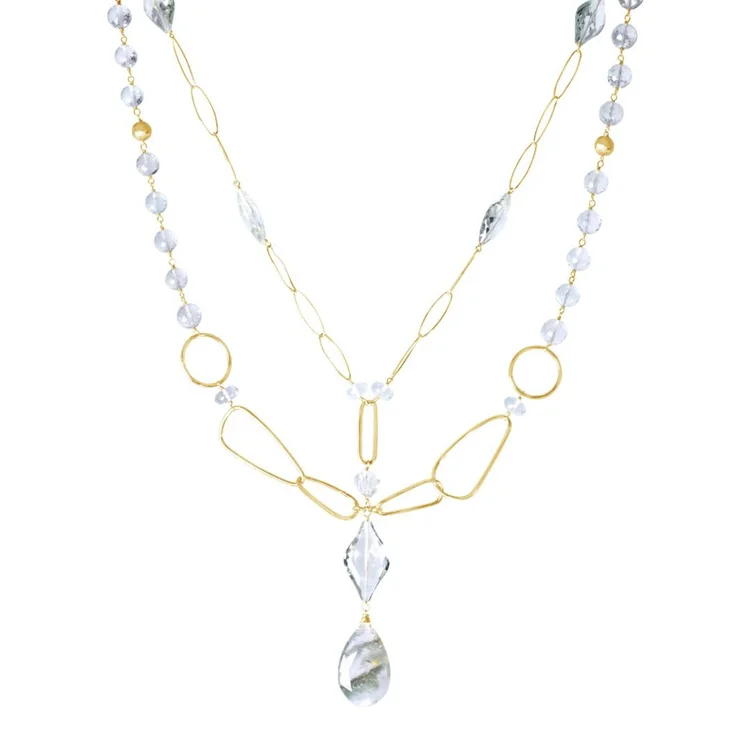 layering green amethyst necklace