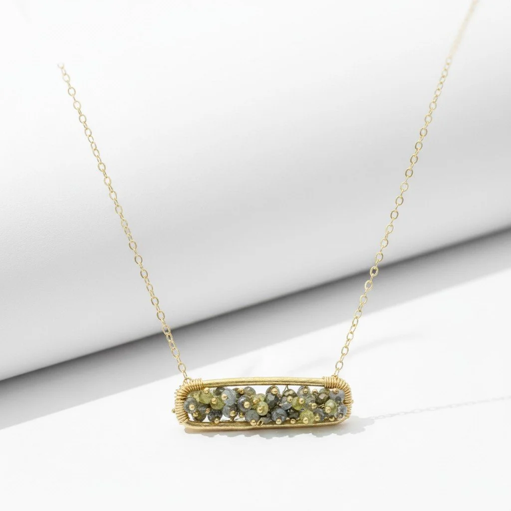 GEMSTONE 101 BAR PENDANT NECKLACE