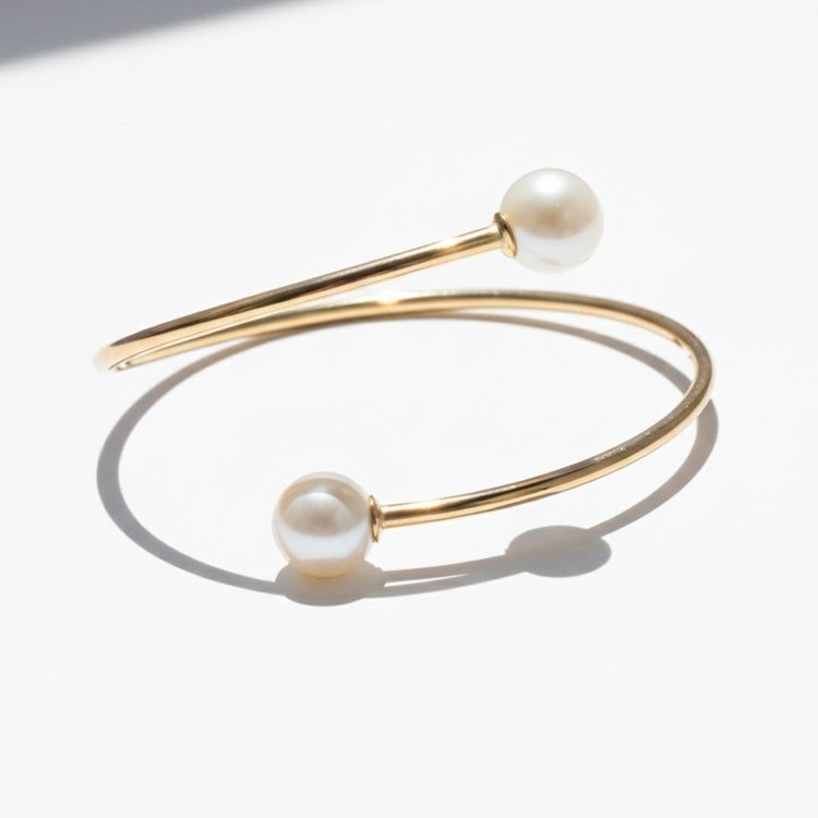 14k Gold-Filled 2 Pearl Open Twist Bracelet, by Andrea Li