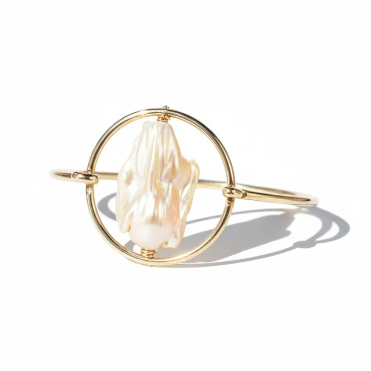 Baroque Pearl And Gold Frame Bracelet, by Andrea Li