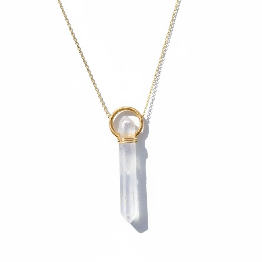 SINGLE CRYSTAL PENDANT LONG NECKLACE