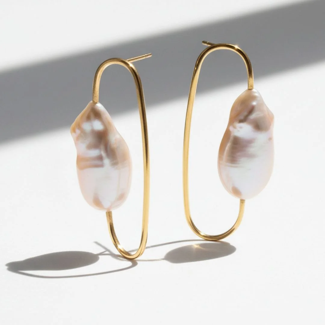 Baroque pearl gold link earrings.jpg