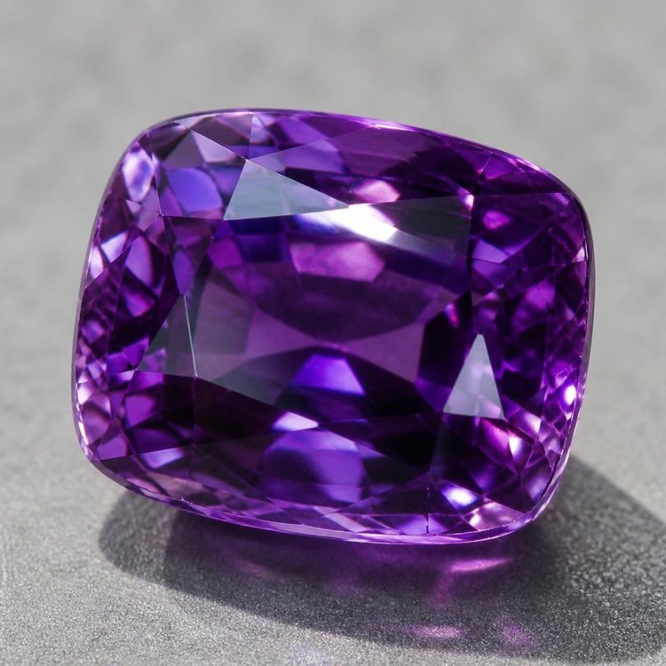 Illustration of a faceted Deep Russian amethyst, intense violet