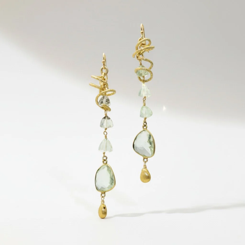 GREEN AMETHYST SPIRAL EARRING