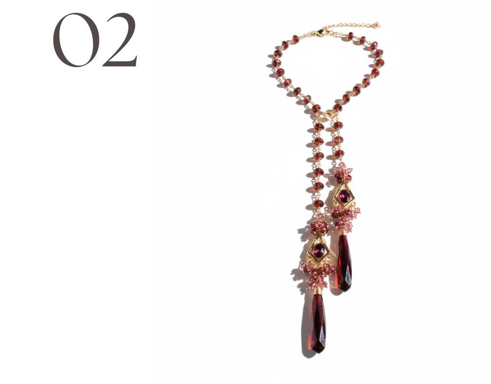 Garnet necklaces by Andrea Li