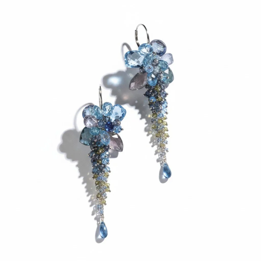 Signature Collection Gemstone &amp; Blue Topaz Statement Earrings