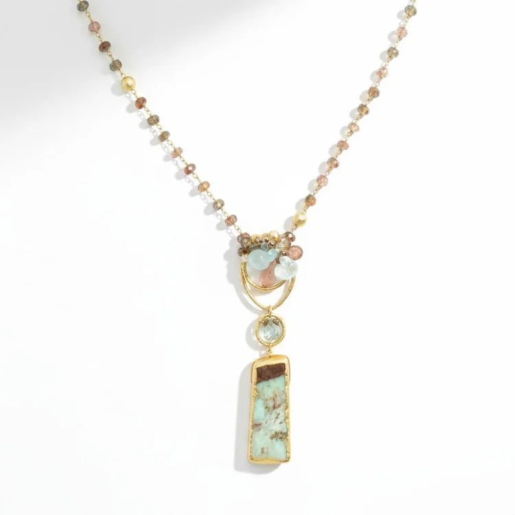 Gemstone Silver Screen Necklace, by Andrea Li