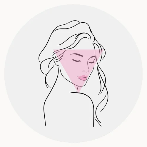 Line drawing of a inverted triangle face shape