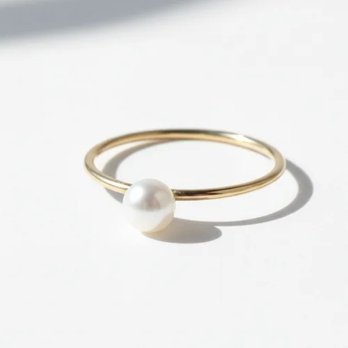 14K Single Pearl Stacking Ring, by Andrea Li