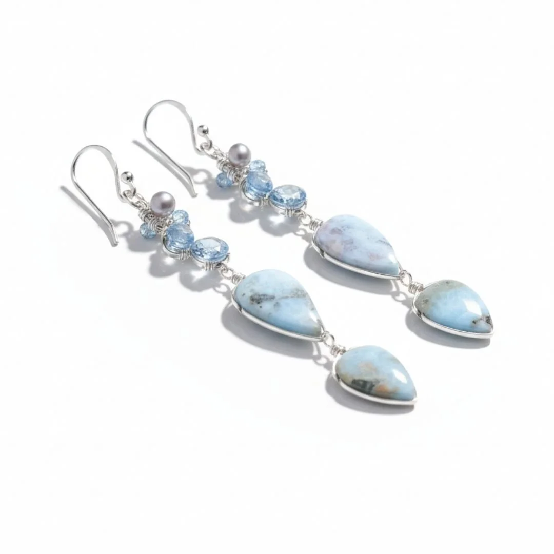 Larimar aquamarine earrings