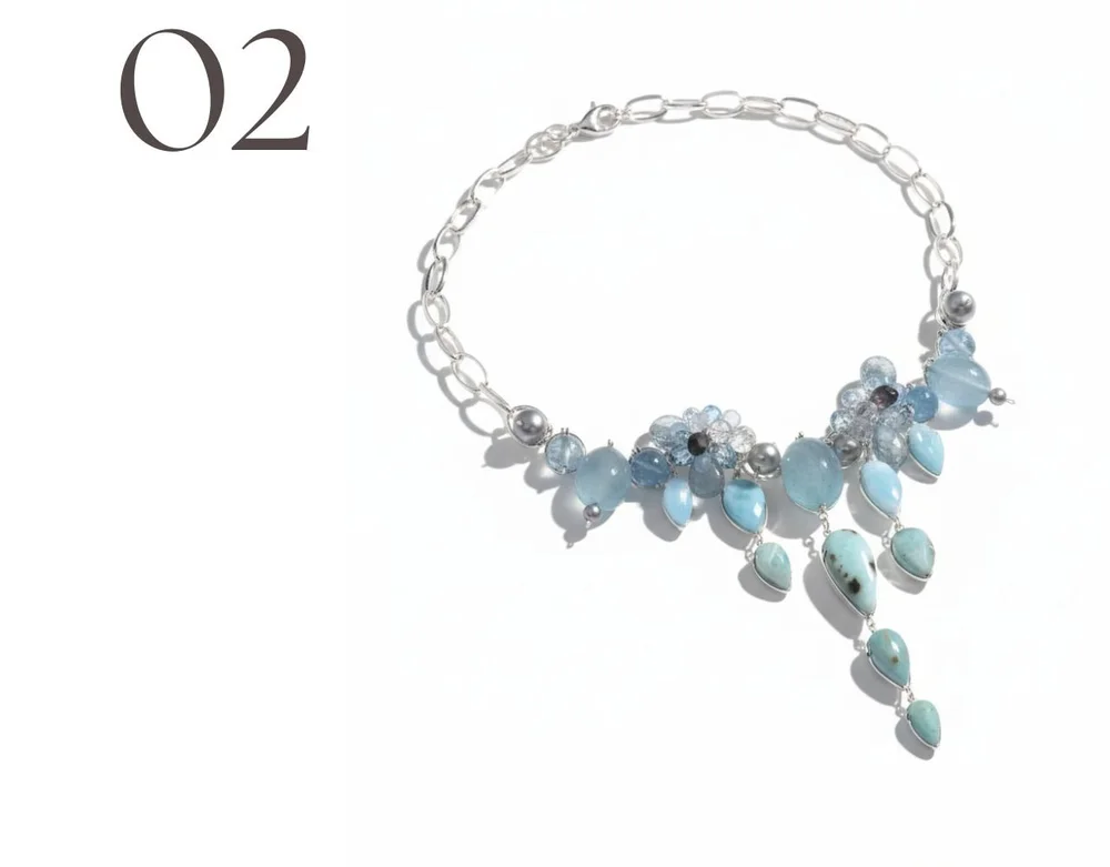 Aquamarine collar necklace by Andrea Li