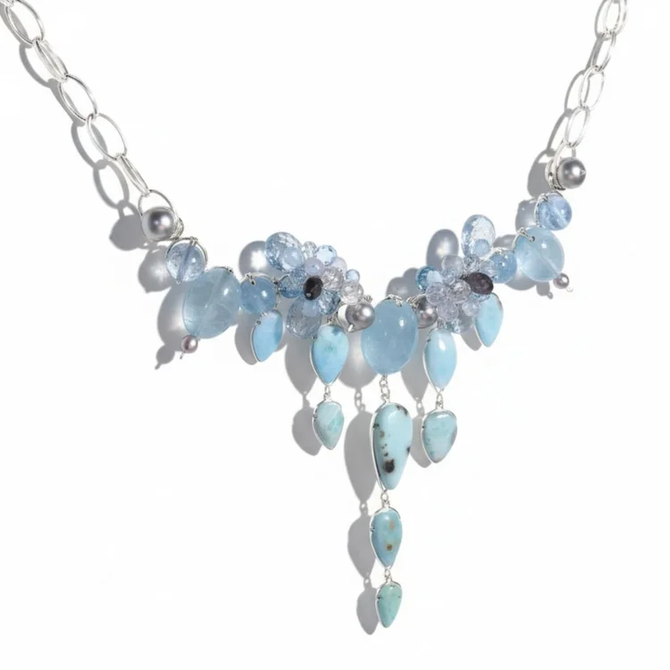 aquamarine and larimer necklace