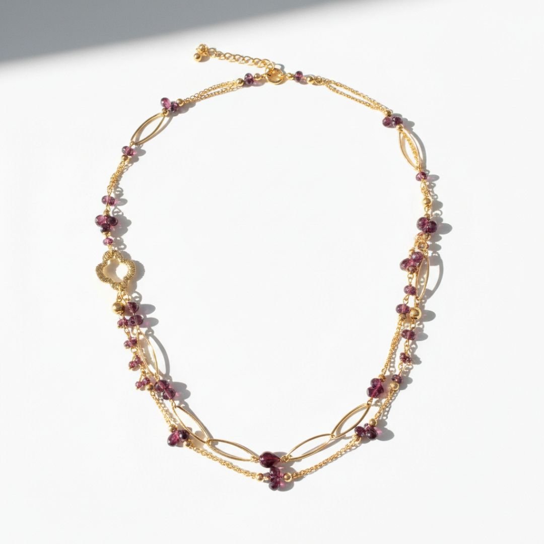 Gaia Long Layering Garnet Necklace