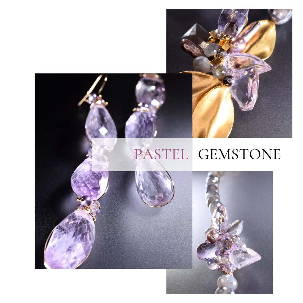 pastel gemstone jewelry with amethyst