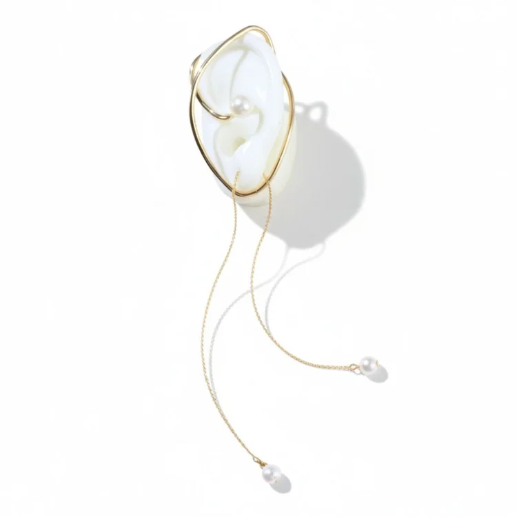 14k Gold Akoya Pearl Ear Threader, by Andrea Li