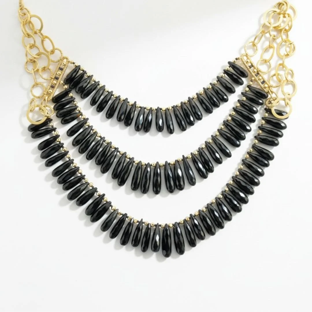 Tina Black Spinel Layered Necklace