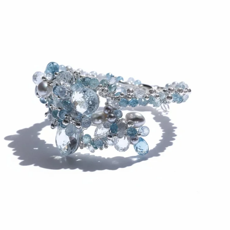 Gemstone Encrusted Bracelet With Aquamarine And Zircon, by Andrea Li