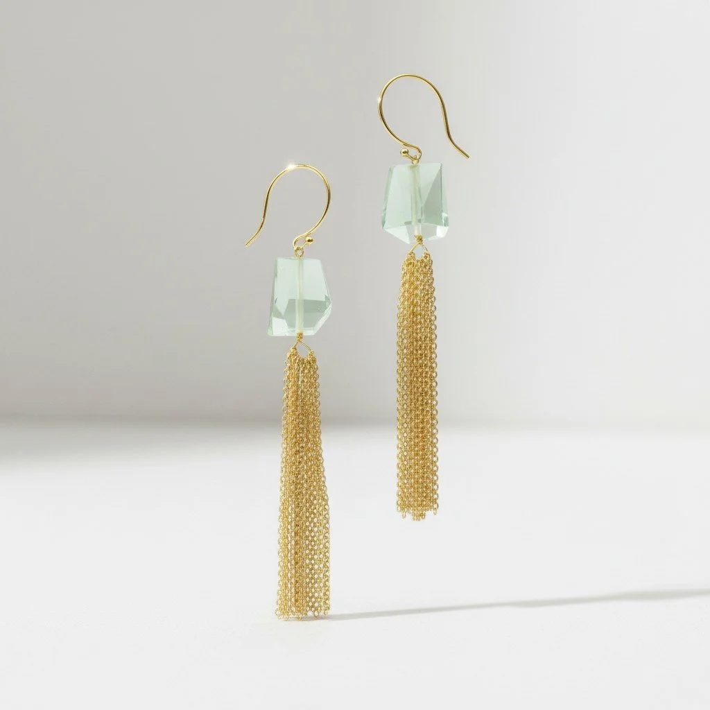 GREEN AMETHYST PALM EARRING
