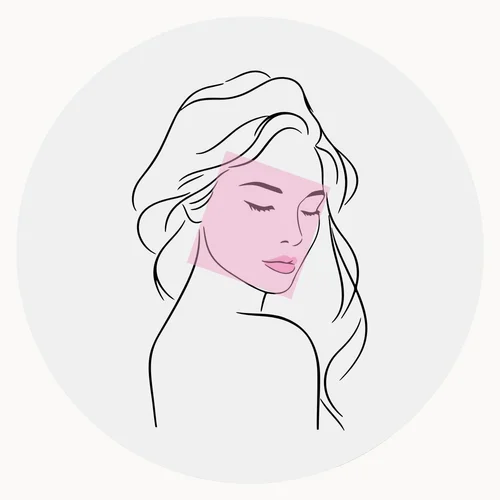 Line drawing of a square face shape