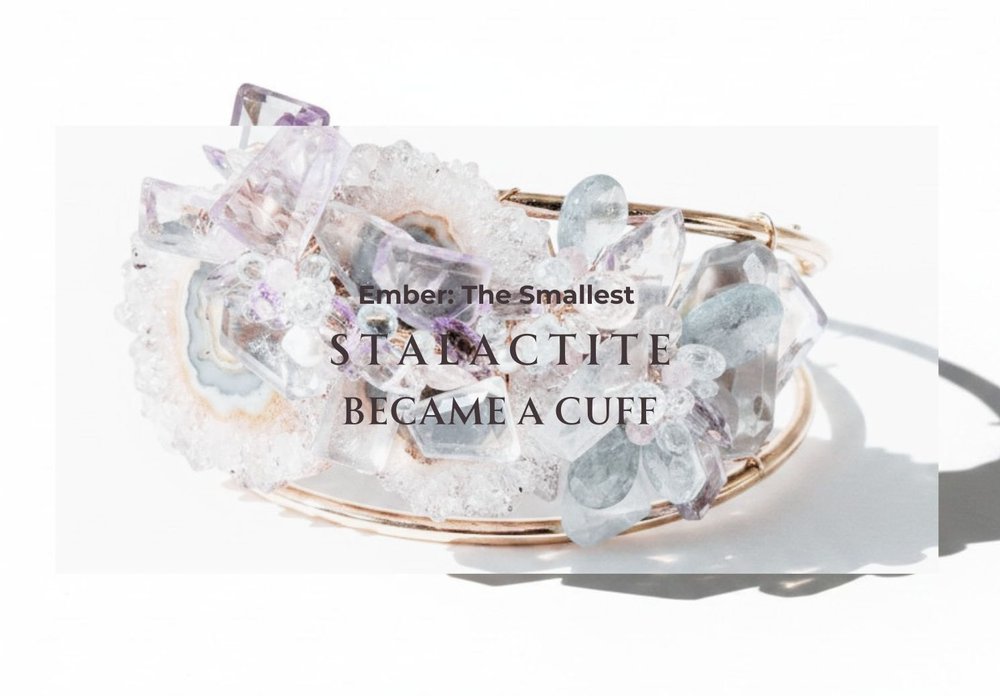 Ember, a one-of-a-kind amethyst stalactite cuff bracelet by Andrea Li
