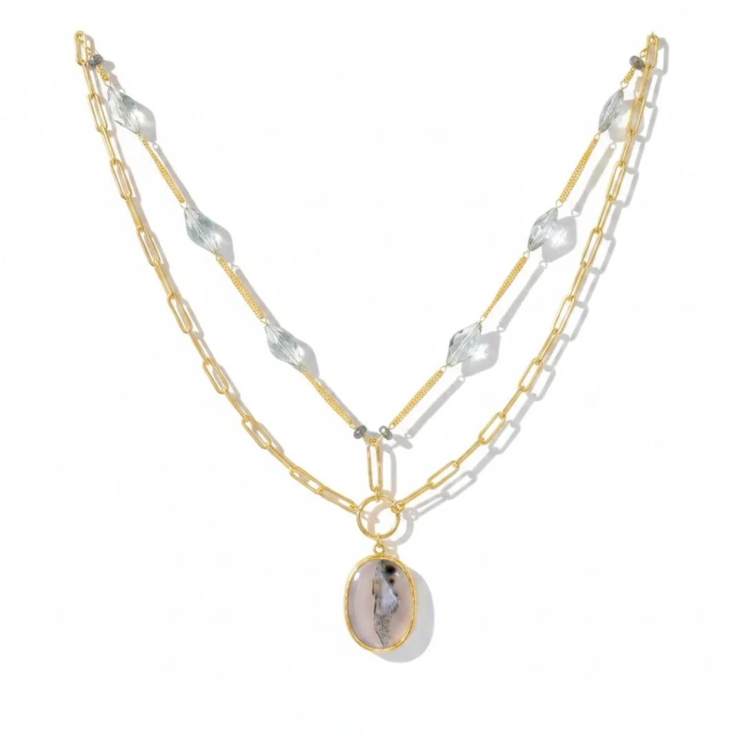 Mojave Double Layered Paper Clip Chain Necklace