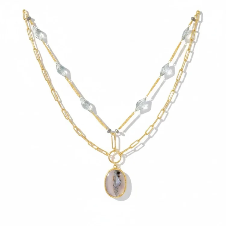 Mojave Double Layered Paper Clip Chain Necklace